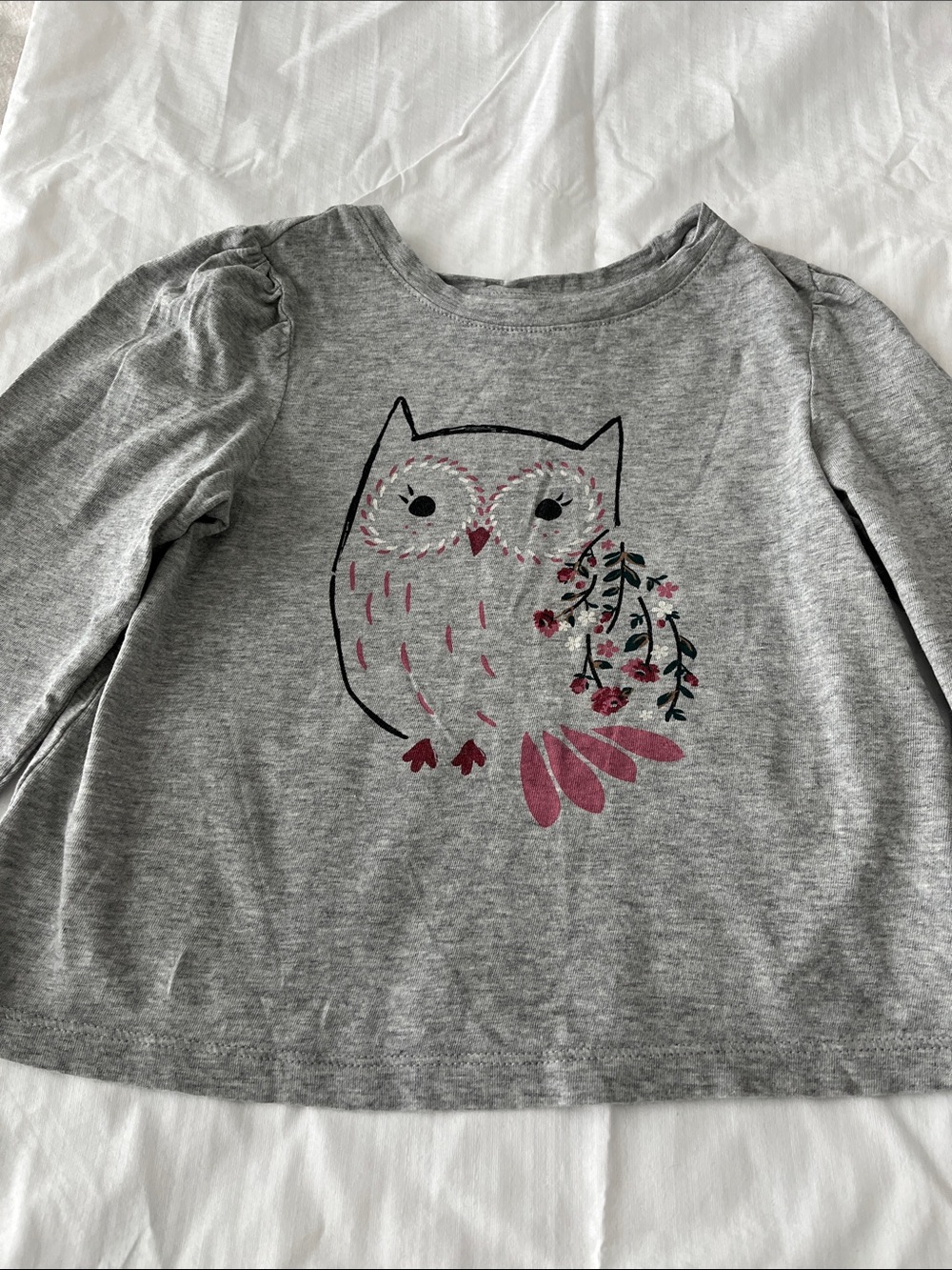 Gap Grey Owl Graphic Long-Sleeve Top for girls